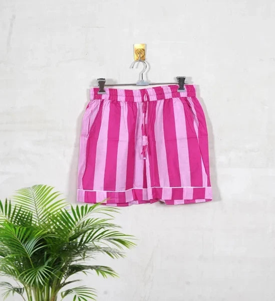 Indian Cotton Striped Print PJ Set Bridesmaid Pajama Set Women Nightwear Suit