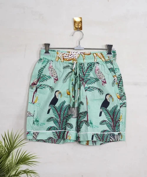 Indian Cotton Green Tiger PJ Set Bridesmaid Pajama Set Women Nightwear Suits US