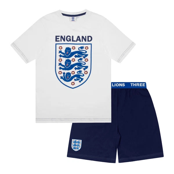 England Boys Pyjamas Short Three Lions Kids OFFICIAL Football Gift