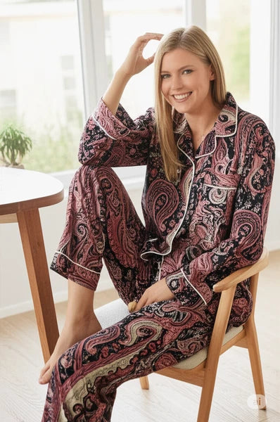 Indian Cotton Multi Paisley PJ Set Bridesmaid Pajama Set Women Nightwear Suit US