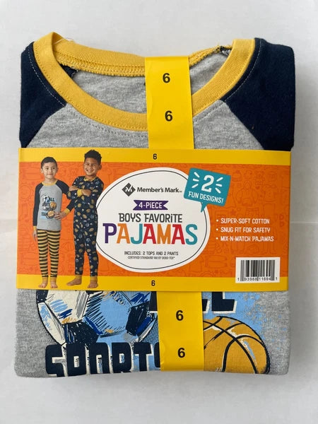 Member’s Mark Boy’s 4-Piece Pajamas Set Size 6