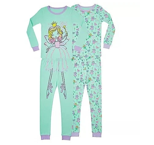 Member's Mark Youth Girls 4-Piece Favorite Fairy Pajamas Size 6