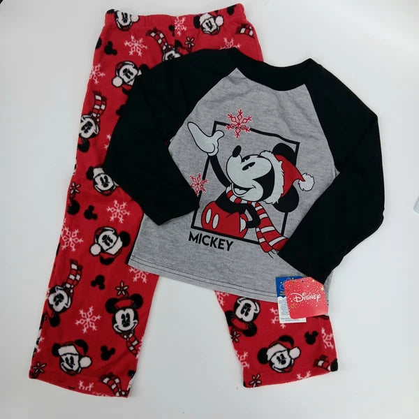 Disney Minnie and Mickey Mouse 2-Piece Christmas Pajama Set - Size 6 - AE6