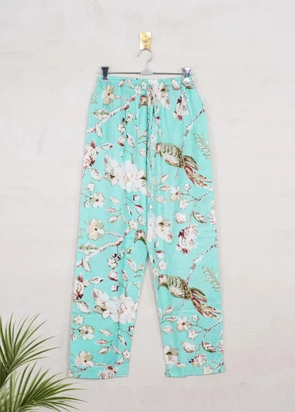 Indian Cotton Green Birds PJ Set Bridesmaid Pajama Set Women Nightwear Suits US