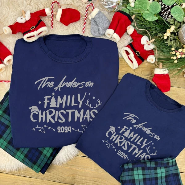 FAMILY CHRISTMAS PYJAMAS Personalised Matching Set Adult / Kids / Baby Sleepwear