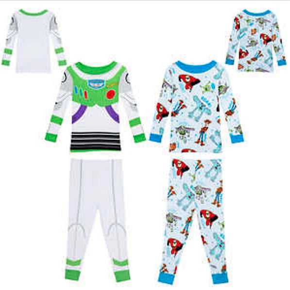 Disney Pixar Boys 4-Piece Glow In The Dark Pajama Set (Buzz, Nemo, Sully, 6) NWD