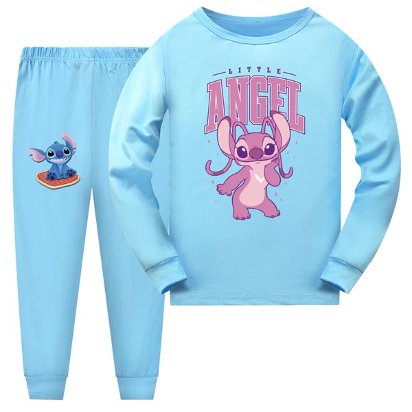Children's boys and girls Lilo embroidered angel top pants set pajamas Pjs