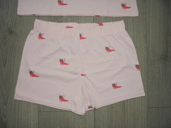 M&S MARKS & SPENCER PINK MIX PYJAMA SET T-SHIRT & SHORTS AGE 10-11 YEARS