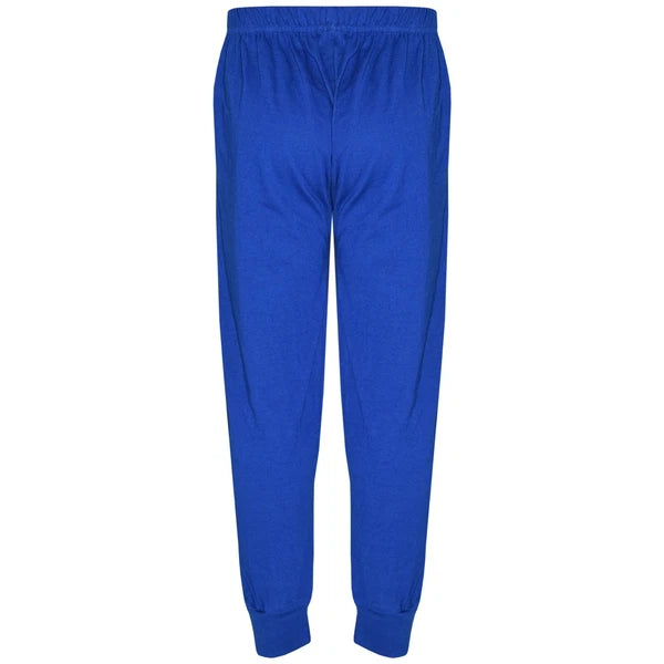 Kids Boys Girls Pjs Contrast Royal Blue Color Plain Stylish Pyjamas Set 2-13 Yr