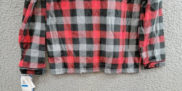 Max & Olivia Flannel Pajama Set Big Boys XL (16-18) Red Multi Plaid Button Front