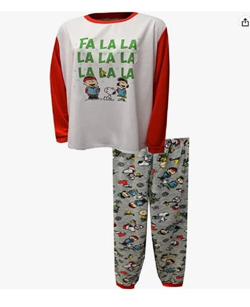 Peanuts FA LA LA LA Christmas PJ Set (Girls 8, 10) NWT $40