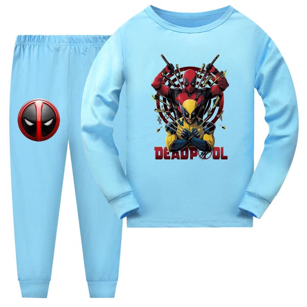Popular New Girl Boy Deadpool Wolverine Pajama Top Pants Set Pajama Pjs Set