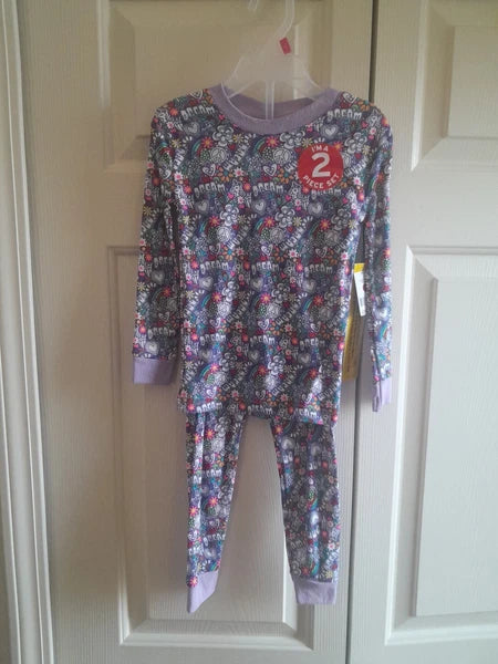 Kidgets Girls Multicolored Size 4 Snug Fit Purple Peace Pajama Sleep Set New