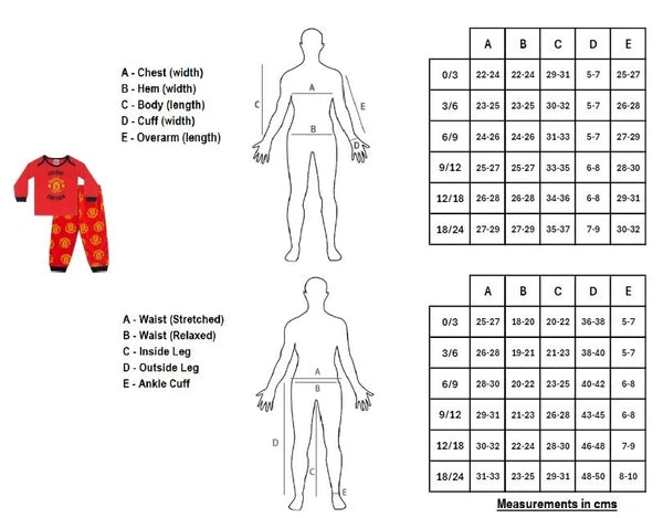 Manchester United Baby Pyjamas Long Boys Kids Official Football Gift