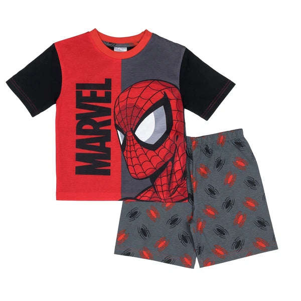 Marvel Spider-Man Pyjamas Boys Pjs Nightwear Shorts Short Sleeve Top Kids Red
