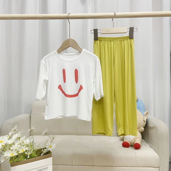 Kid's Modal Summer Boys and Girls Pajamas Pajama Pants Thin Model Suit