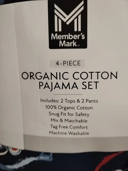 Member's Mark Toddler & Boys 4-Piece Organic Cotton Pajama Set Size 5
