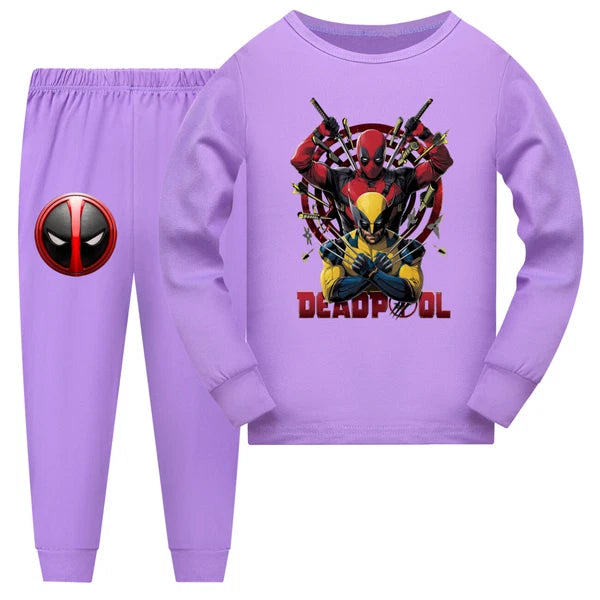 Popular New Girl Boy Deadpool Wolverine Pajama Top Pants Set Pajama Pjs Set