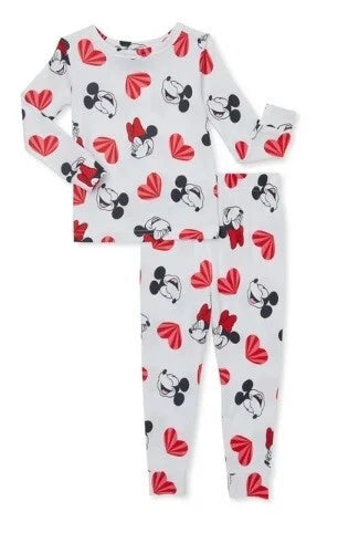 Disney~ NEW♈Kids 2 pc Pajama Set size 12 mos~white/red MINNIE MOUSE Hearts