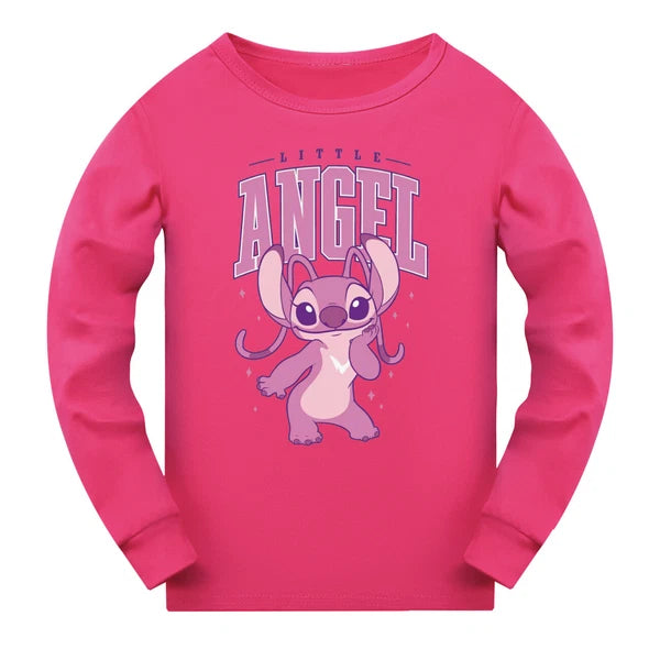 Children's boys and girls Lilo embroidered angel top pants set pajamas Pjs