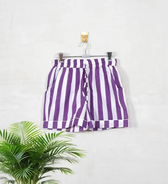 Cotton Striped Print Indian PJ Set Bridesmaid Pajama Set Women Nightwear Suit US