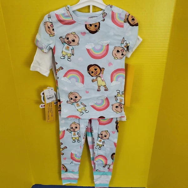 NEW Toddler Girls' 4pc Cocomelon Rainbow Snug Fit Pajama Sets Sz.4T