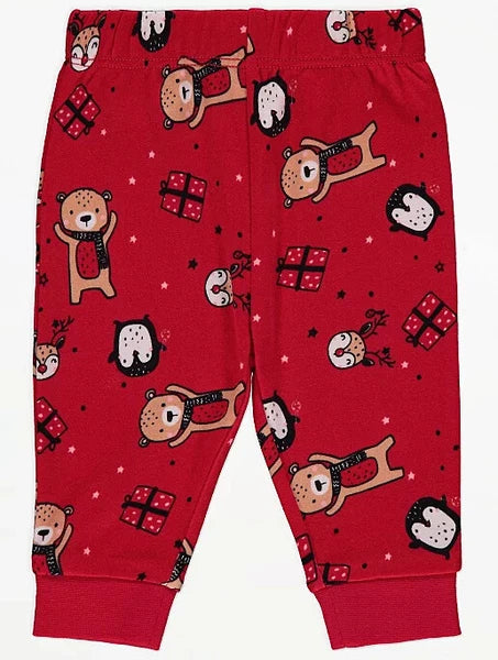 Baby Christmas Pyjamas George Red Soft Cotton 1st  Xmas Pjs Set Full Length Box