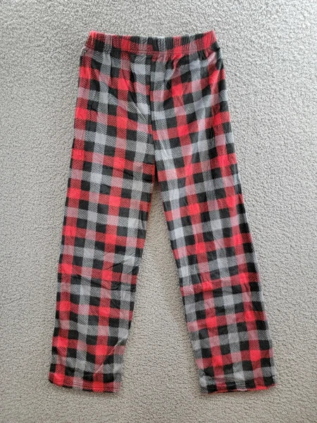 Max & Olivia Flannel Pajama Set Big Boys XL (16-18) Red Multi Plaid Button Front