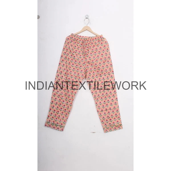 Indian Cotton Pajama Set Floral Print Home Wear Dress Morning Yoga Cotton PJ Set