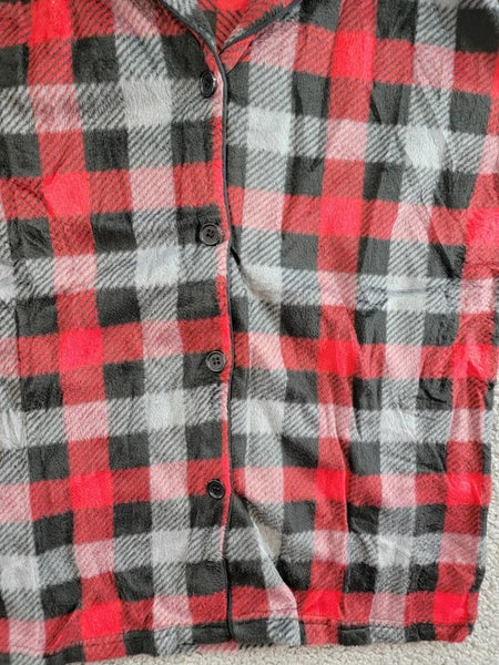 Max & Olivia Flannel Pajama Set Big Boys XL (16-18) Red Multi Plaid Button Front