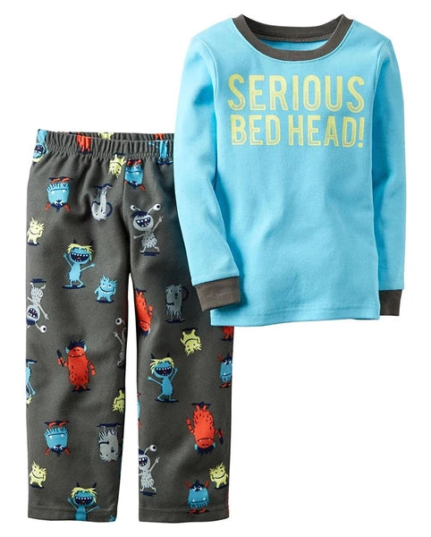 Carter's Baby / Toddler Boys Size 18M  or 3T   2 Pc Cotton Fleece Pajama Set NWT