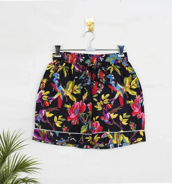 Indian Cotton Black Birds PJ Set Bridesmaid Pajama Set Women Nightwear Suits US