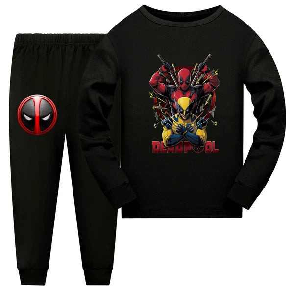 Popular New Girl Boy Deadpool Wolverine Pajama Top Pants Set Pajama Pjs Set
