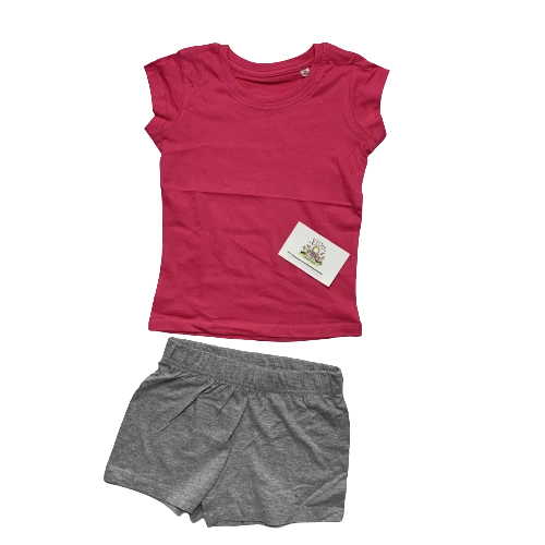 Girls Pyjama Pjs Set Plain Shorts Top T-Shirt Nightwear Summer Loungewear Kids