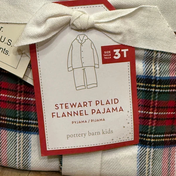 POTTERY BARN KIDS STEWART PLAID FLANNEL PAJAMA SET, SIZE 3T