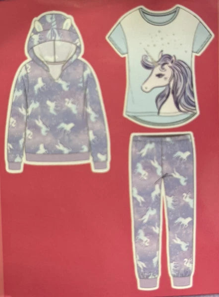 Saint Eve Girls Youth 3 Piece Pajama Sleepwear Set - Sizes: XS (5/6)