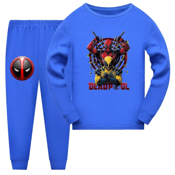 Popular New Girl Boy Deadpool Wolverine Pajama Top Pants Set Pajama Pjs Set