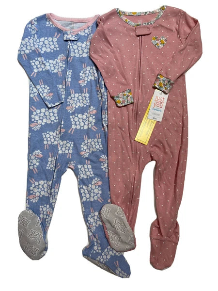 CARTER’S Just One You Baby/Toddler 2-Pk Footed Cotton Sleeper Pajama Sets; 6M-5T