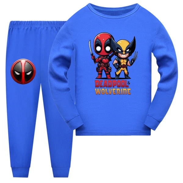 Popular New Girl Boy Deadpool Wolverine Pajama Top Pants Set Pajama Pjs Set
