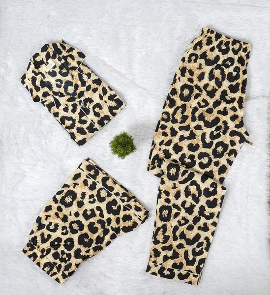 New Indian Cotton Leopard PJ Set Bridesmaid Pajama Set Women Nightwear Suits US