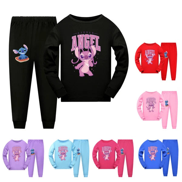 Children's boys and girls Lilo embroidered angel top pants set pajamas Pjs