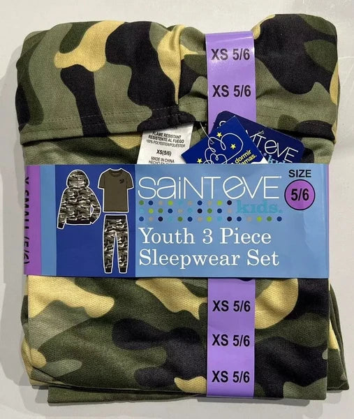 Saint Eve 3-Piece Sleepwear Set Green Camo VARIETY