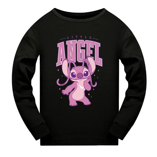 Children's boys and girls Lilo embroidered angel top pants set pajamas Pjs