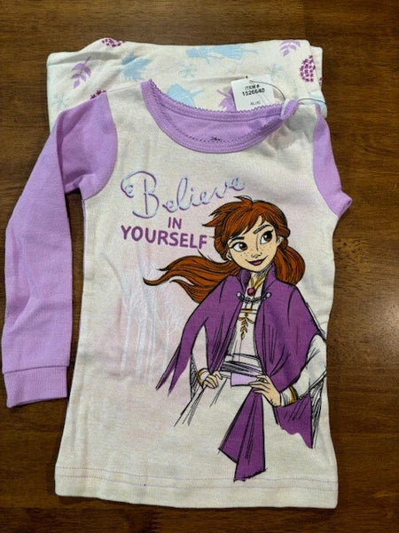 Disney GIRLS Princess 4-piece Cotton PJ Pajama Set (BLUE/LILAC MULTI 5 )NWT