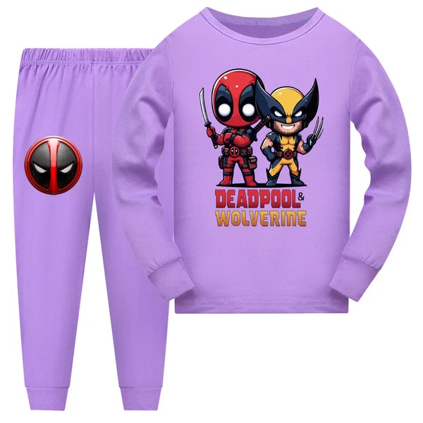 Popular New Girl Boy Deadpool Wolverine Pajama Top Pants Set Pajama Pjs Set