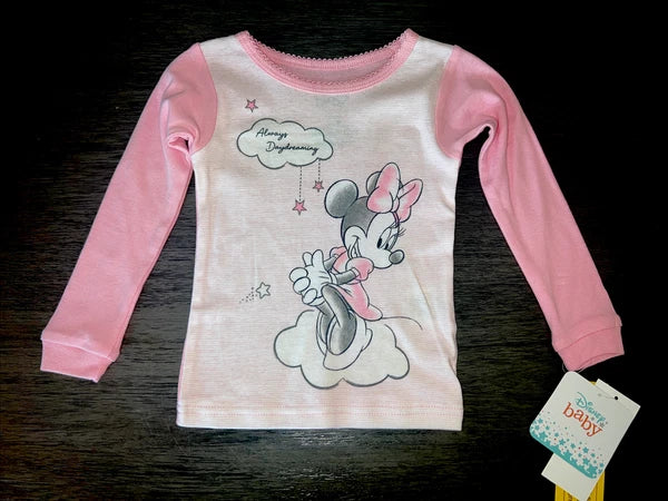 Disney Infant Girls Pink Minnie Mouse Always Dreaming Long Sleeve Pajama Set 24M