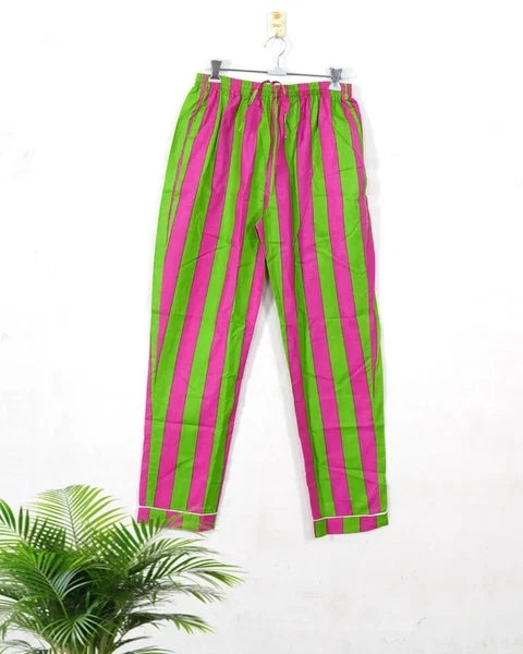 Indian 100%Cotton Hot Pant With Top & Pajama PJ Sets Nightwear Suit Stripe Print
