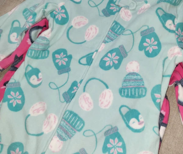 Carter's Baby Girls 2-piece Pink Blue Penguin Fleece Pajama Sleeper Set 5T NWT