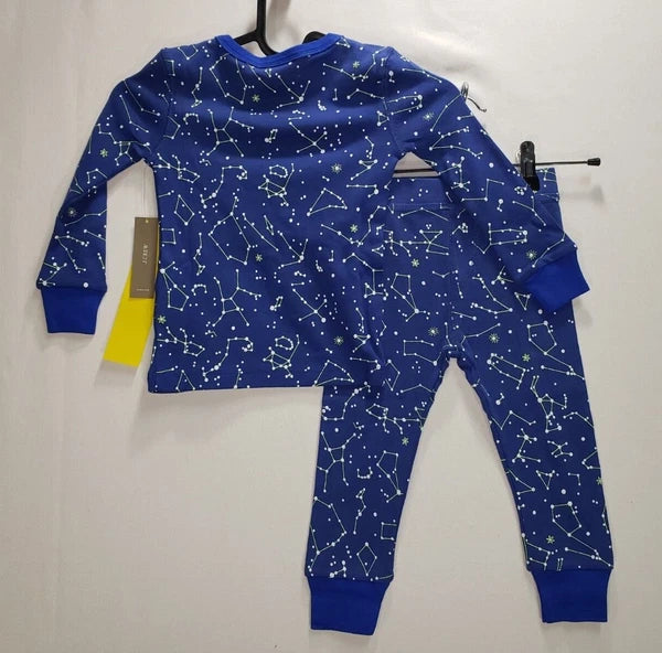 J Crew Pajama Set Boys Size 2 Crewcuts Glow in Dark Constellation NEW