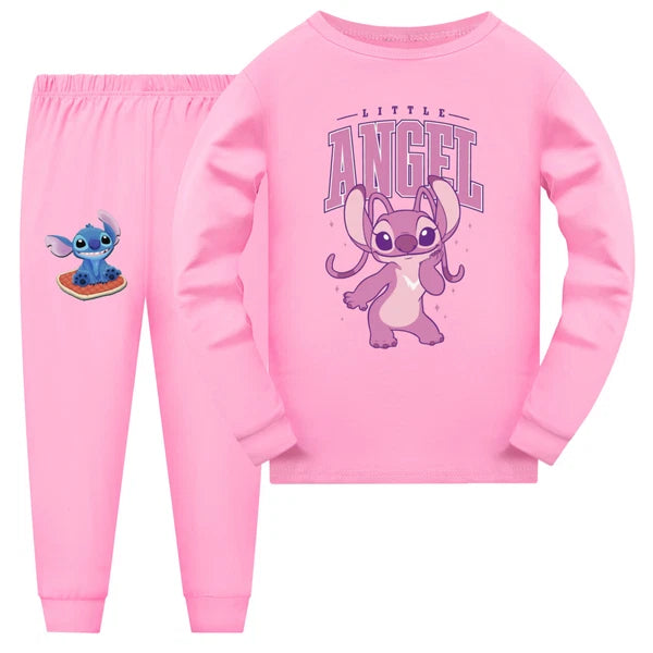 Children's boys and girls Lilo embroidered angel top pants set pajamas Pjs